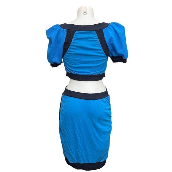 Marc By Marc Jacobs Spring Sky Blue Cut Out Mini Dress Puff Sleeves size XS - Picture 3 of 8